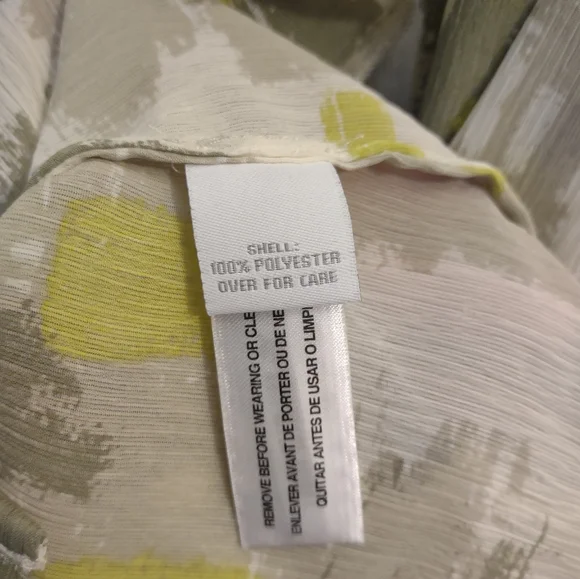 Relativity Sleeveless Ruffle Neck Blouse Lime Green Gray Abstract Print Large - Picture 7 of 9